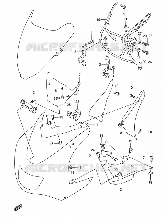 FLANCS DE CARENAGES Suzuki MOTO 600 RF 1995  RF600RS/RF600RUS