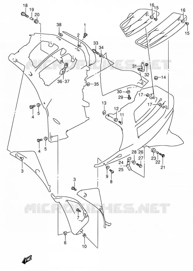FLANCS DE CARENAGES Suzuki MOTO 600 RF 1995  RF600RS/RF600RUS