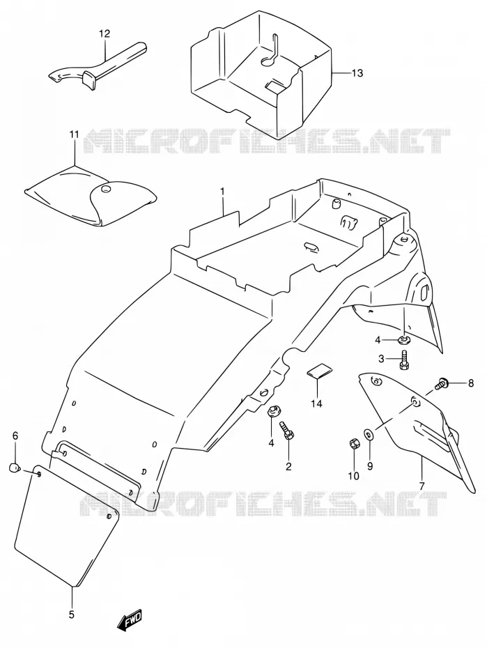 GARDE BOUE ARRIERE (MODELE S) Suzuki MOTO 600 RF 1995  RF600RS/RF600RUS