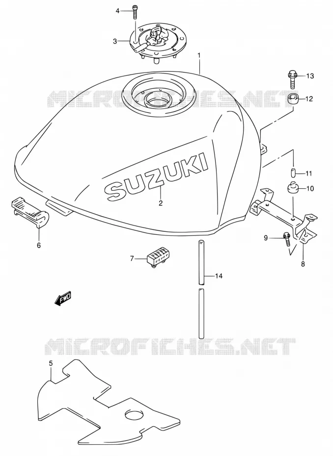 RESERVOIR D'ESSENCE (MODELE P/R/S/T) Suzuki MOTO 600 RF 1995  RF600RS/RF600RUS