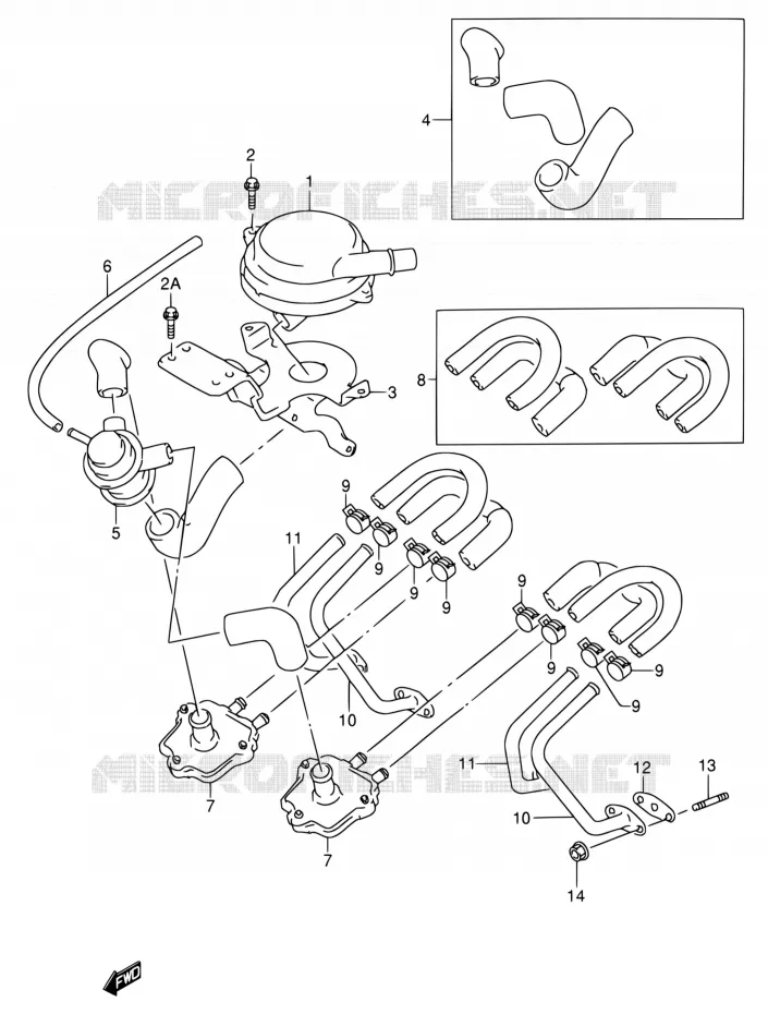 SYSTÈME DE RECYCLAGE GAZ D'ECHAPPEMENT (MODELE S/V E18) Suzuki MOTO 600 RF 1995  RF600RS/RF600RUS