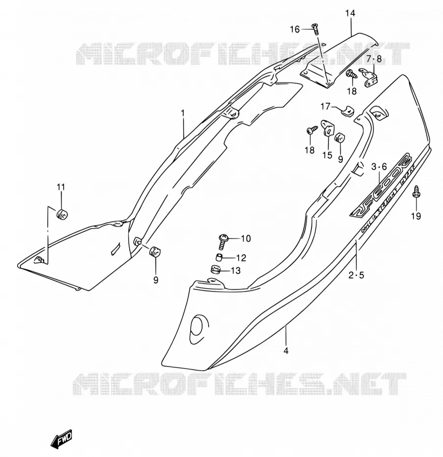 CARENAGES ARRIERE  (MODELE V) Suzuki MOTO 600 RF 1997  RF600R V/RF600RU V