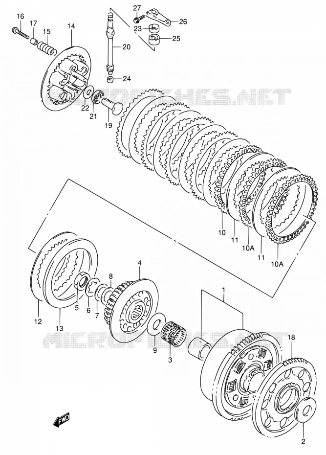 EMBRAYAGE (MODELE S/T/V) Suzuki MOTO 600 RF 1997  RF600R V/RF600RU V