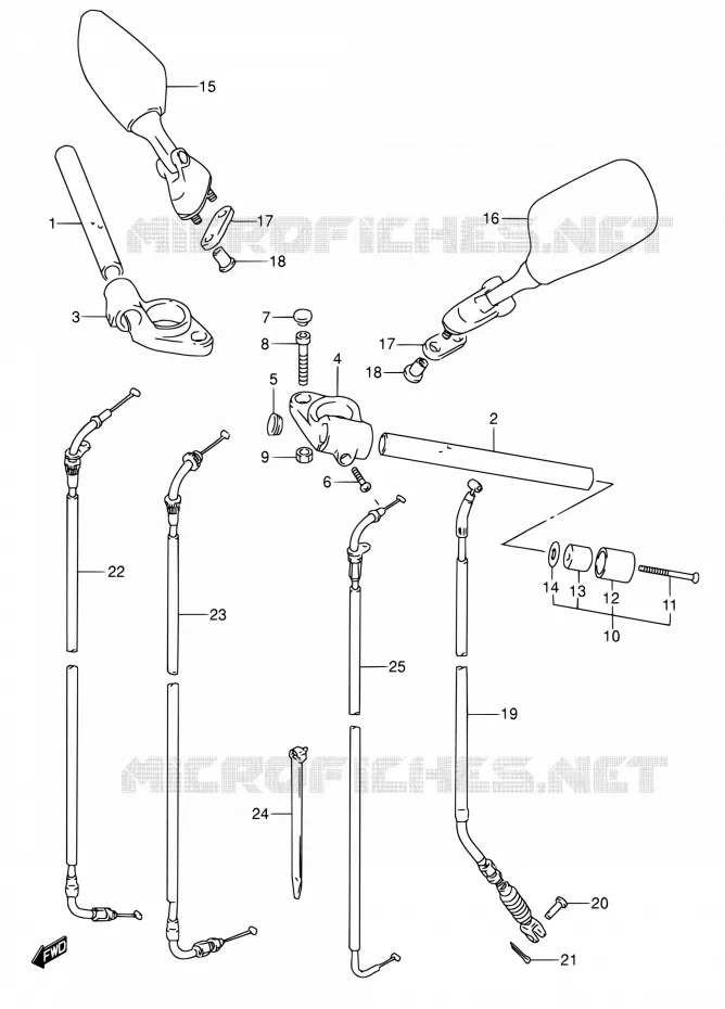 GUIDON (MODELE R/S/T/V) Suzuki MOTO 600 RF 1997  RF600R V/RF600RU V