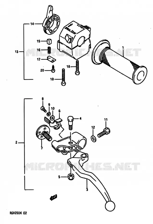 COMMODO - POIGNEE GAUCHE Suzuki MOTO 250 RG 1989  RGV250 K