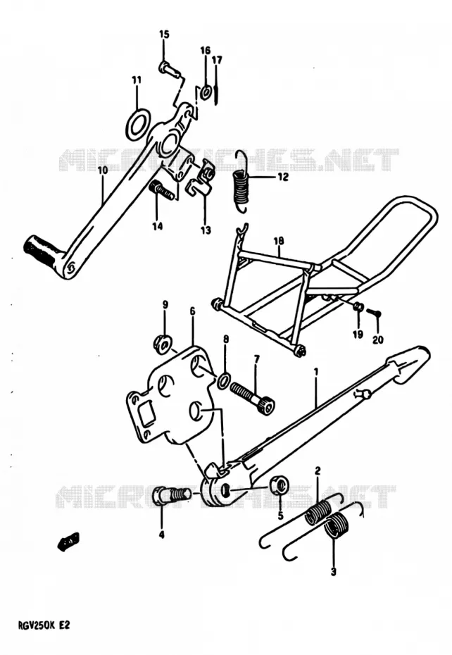 BEQUILLE Suzuki MOTO 250 RG 1989  RGV250K(E24)
