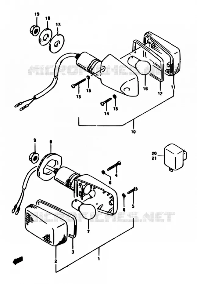 CLIGNOTANTS (E02,E21,E22) Suzuki MOTO 250 RG 1990  RGV250 L