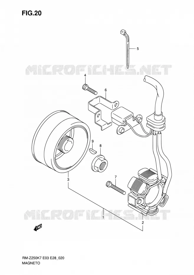 ALLUMAGE ROTOR - STATOR Suzuki MOTO 250 RM-Z 2007  RM-Z250 K7 (E03,E28,E33)