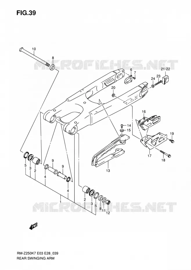 BRAS OSCILLANT ARRIERE Suzuki MOTO 250 RM-Z 2009  RM-Z250 K9 (E03,E28,E33)