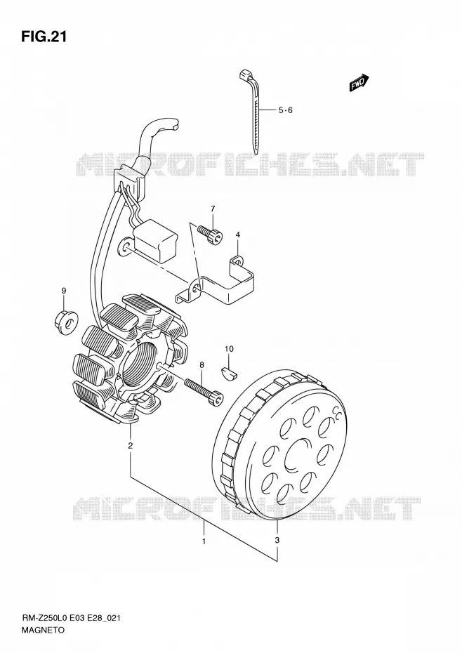 ALLUMAGE ROTOR - STATOR Suzuki MOTO 250 RM-Z 2010  RM-Z250 L0 (E03,E28,E33)