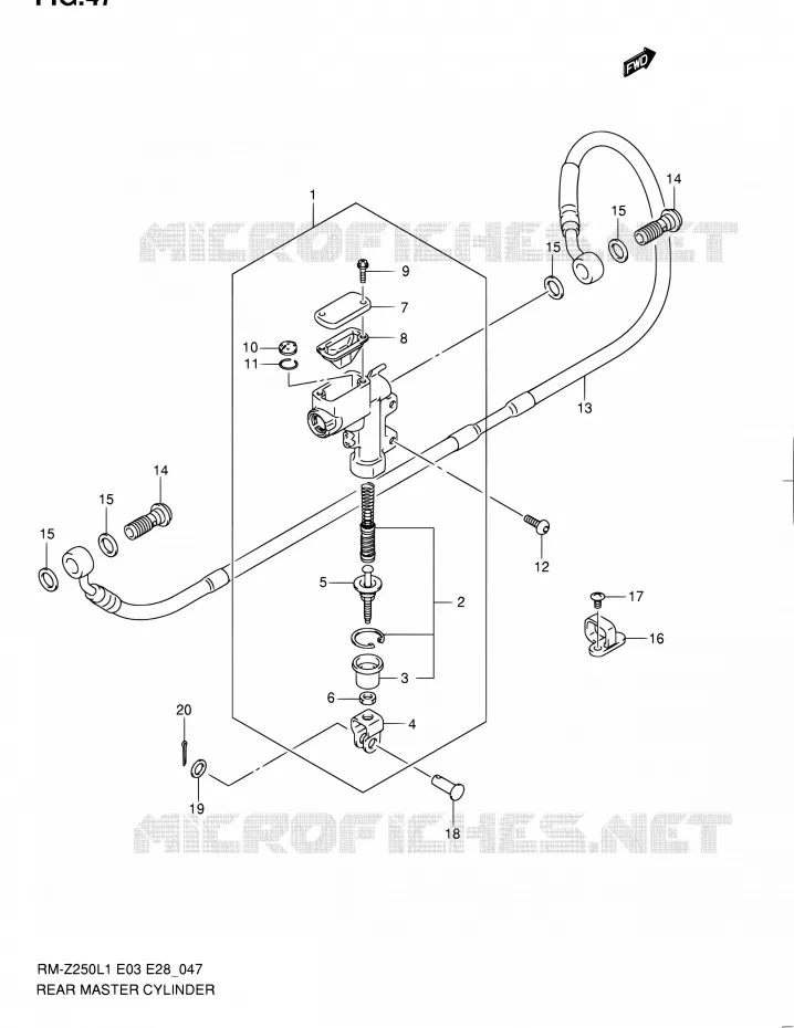MAITRE CYLINDRE ARRIERE Suzuki MOTO 250 RM-Z 2012  RM-Z250 L1 (E03,E28,E33)