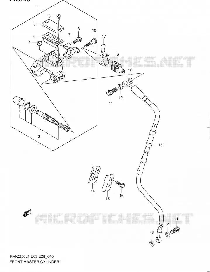 MAITRE CYLINDRE AVANT Suzuki MOTO 250 RM-Z 2012  RM-Z250 L1 (E03,E28,E33)