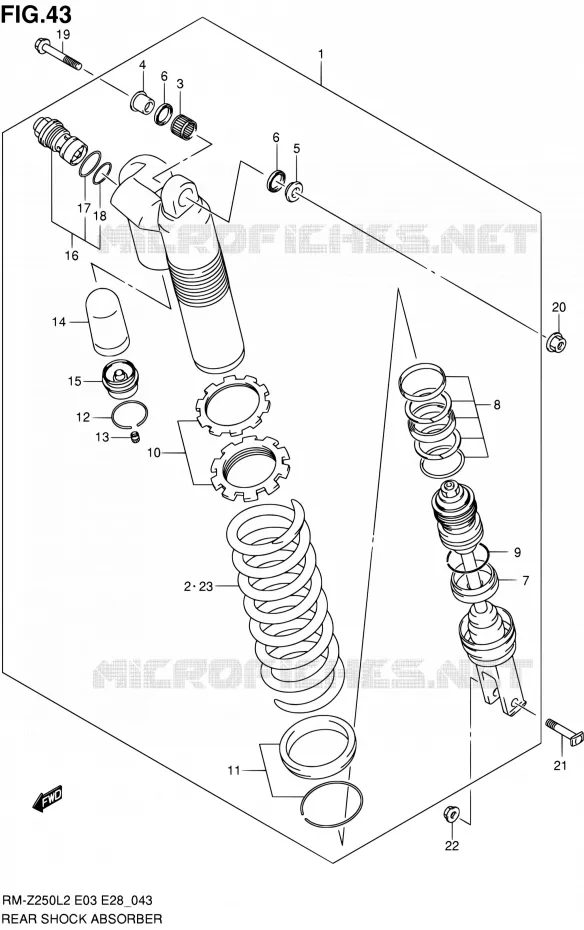 AMORTISSEUR ARRIERE (RM-Z250L2 E28) Suzuki MOTO 250 RM-Z 2012  RM-Z250 L2 (E03,E28,E33)