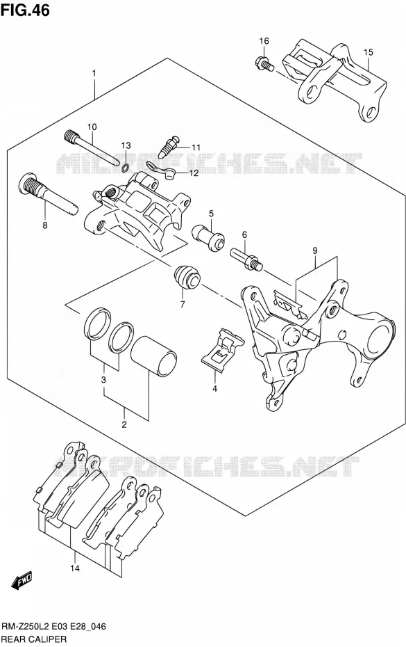 ETRIER DE FREIN ARRIERE Suzuki MOTO 250 RM-Z 2012  RM-Z250 L2 (E03,E28,E33)