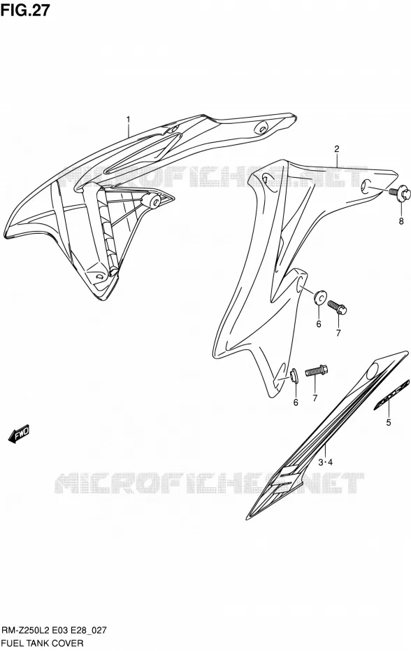 RESERVOIR D'ESSENCE - COUVERCLES Suzuki MOTO 250 RM-Z 2012  RM-Z250 L2 (E03,E28,E33)