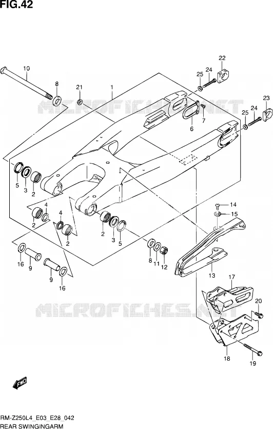 BRAS OSCILLANT ARRIERE Suzuki MOTO 250 RM-Z 2014  RM-Z250 L4 (E03,E28,E33)
