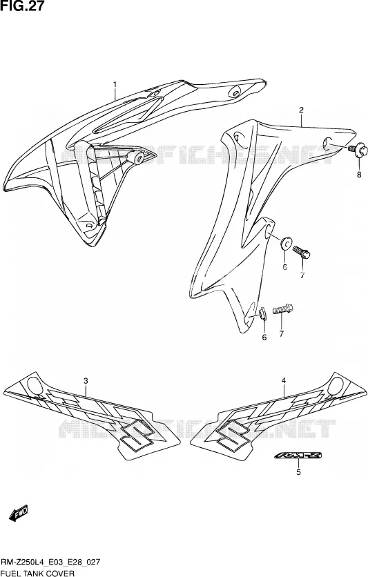 RESERVOIR D'ESSENCE - COUVERCLES Suzuki MOTO 250 RM-Z 2014  RM-Z250 L4 (E03,E28,E33)
