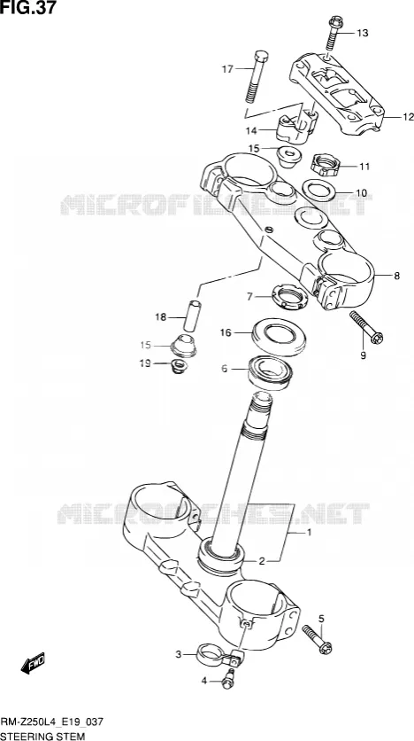 COLONNE DE DIRECTION Suzuki MOTO 250 RM-Z 2014  RM-Z250 L4 (E19)