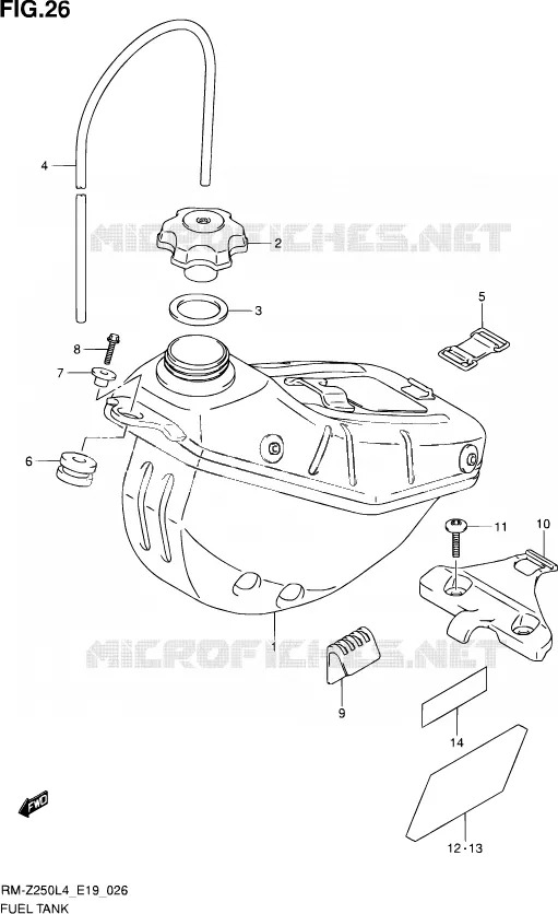 RESERVOIR D'ESSENCE Suzuki MOTO 250 RM-Z 2014  RM-Z250 L4 (E19)