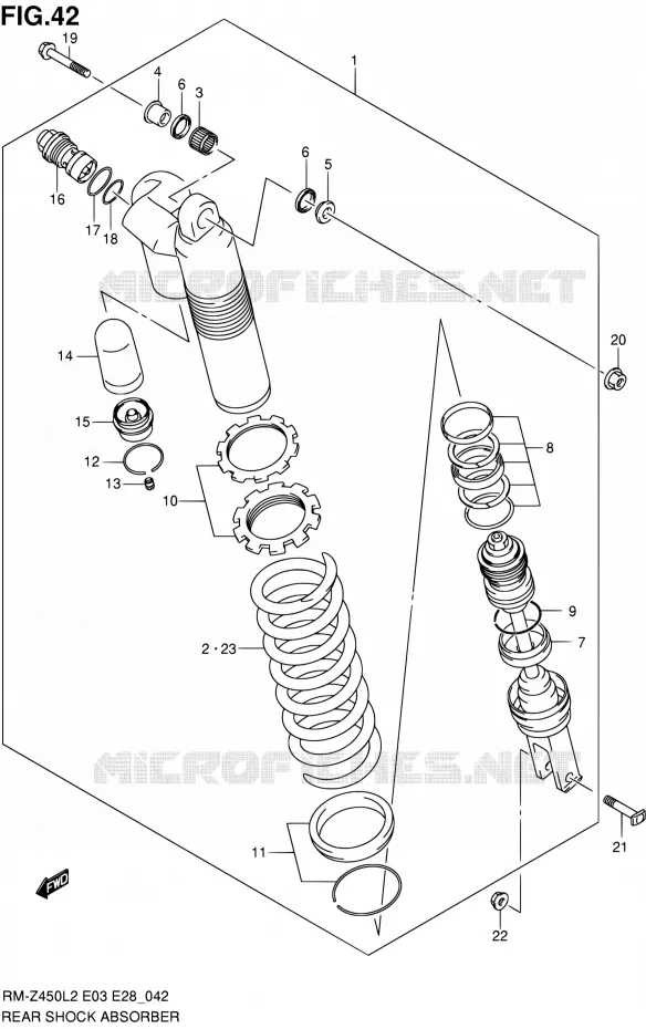 AMORTISSEUR ARRIERE (RM-Z4501L2 E28) Suzuki MOTO 450 RM-Z 2012  RM-Z450 L2 (E03,E28,E33)