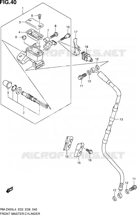 MAITRE CYLINDRE AVANT Suzuki MOTO 450 RM-Z 2014  RM-Z450 L4 (E03,E28,E33)