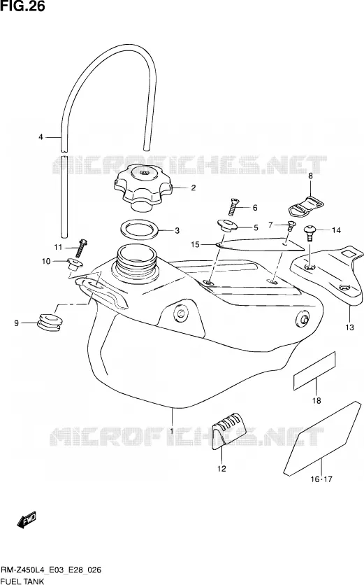 RESERVOIR D'ESSENCE Suzuki MOTO 450 RM-Z 2014  RM-Z450 L4 (E03,E28,E33)