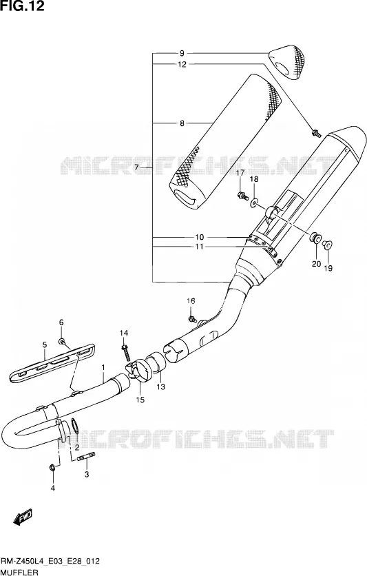 SILENCIEUX Suzuki MOTO 450 RM-Z 2014  RM-Z450 L4 (E03,E28,E33)