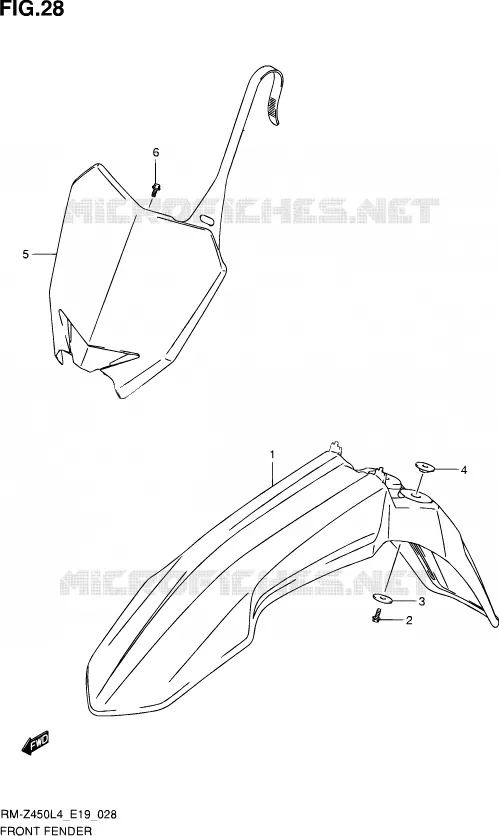 GARDE BOUE AVANT Suzuki MOTO 450 RM-Z 2015  RM-Z450 L4 (E19)