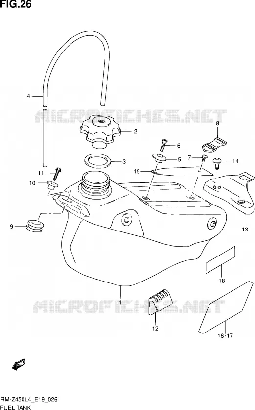 RESERVOIR D'ESSENCE Suzuki MOTO 450 RM-Z 2015  RM-Z450 L4 (E19)