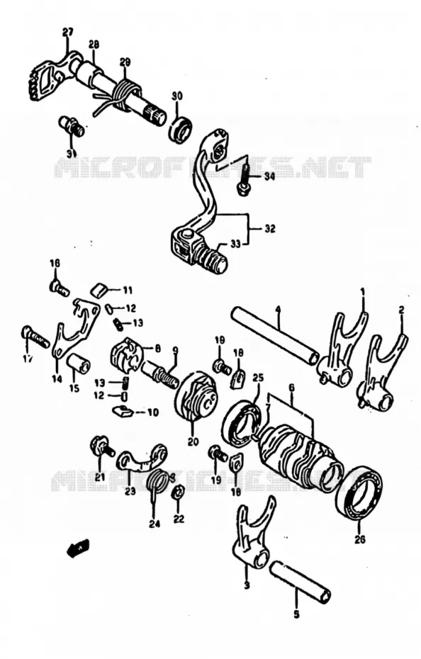 ENSEMBLE SELECTEUR DE VITESSES Suzuki MOTO 250 RM 1995  RM250 S (E02,E04,E24,P37)