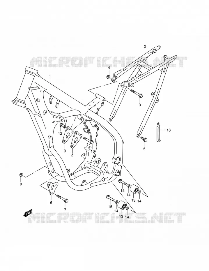 CADRE (MODELE K1) Suzuki MOTO 250 RM 2002  RM250 K2 (E02,E04,E24)