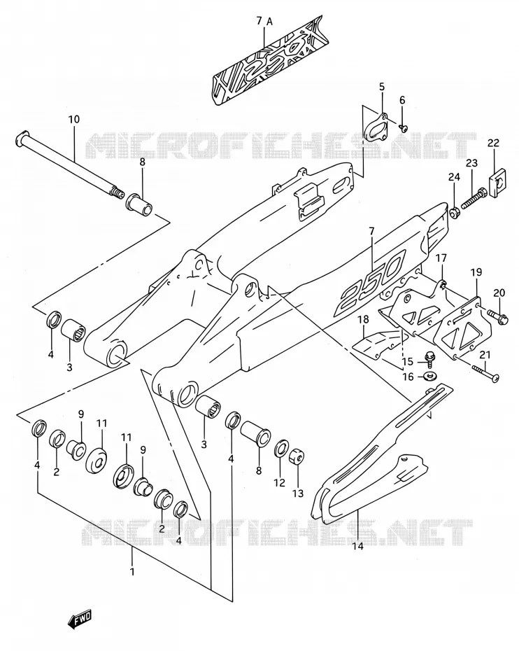 BRAS OSCILLANT ARRIERE Suzuki MOTO 250 RM 1995  RM250 S (E03,E28,E33)