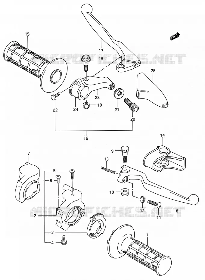 COMMODOS (MODELE S) Suzuki MOTO 250 RM 1995  RM250 S (E03,E28,E33)