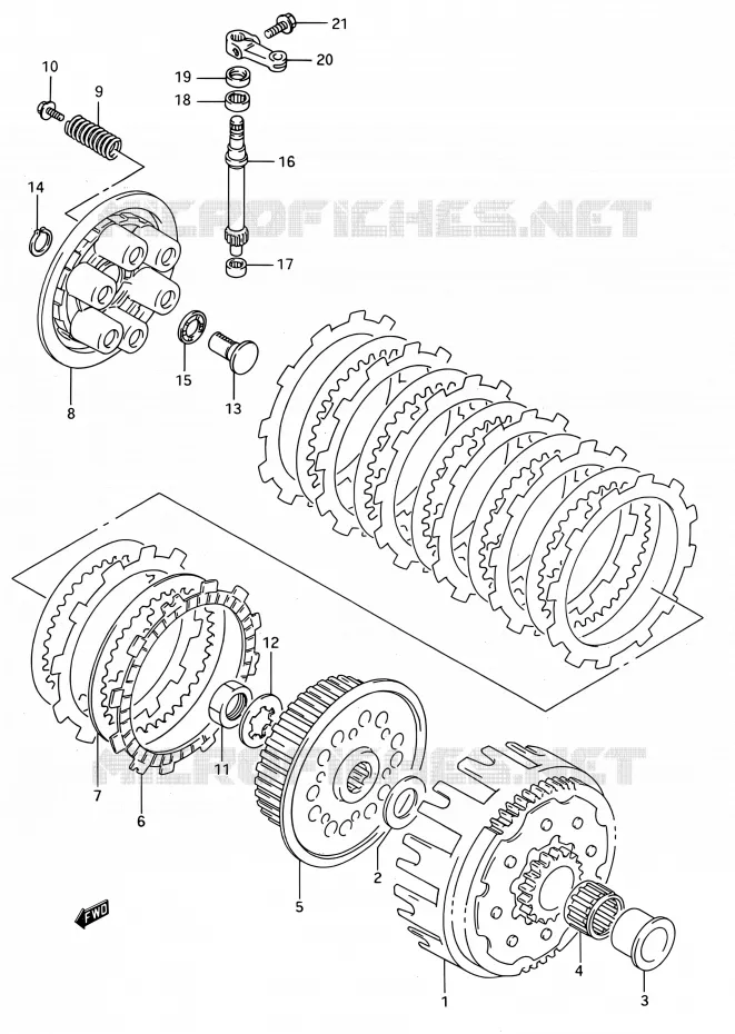 EMBRAYAGE (MODELE R/S) Suzuki MOTO 250 RM 1995  RM250 S (E03,E28,E33)