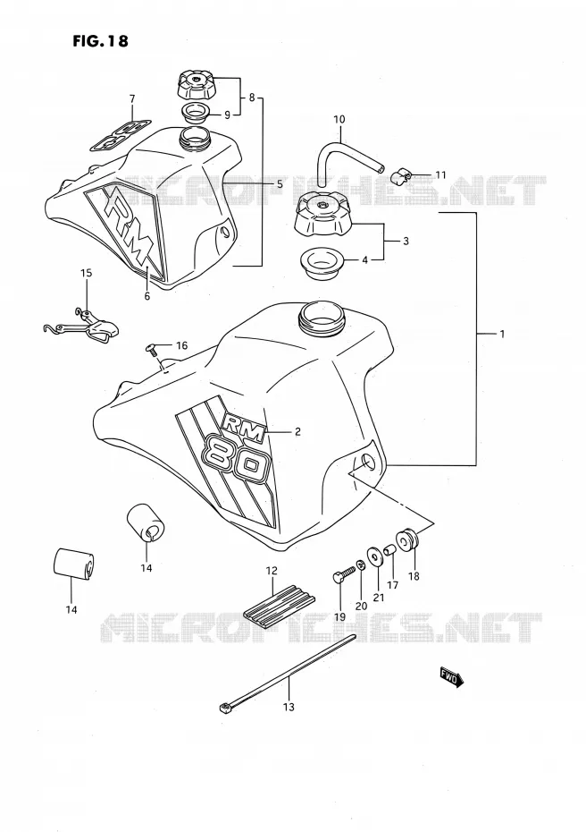 RESERVOIR D'ESSENCE (MODELE G/H) Suzuki MOTO 80 RM 1986  RM80G(E01)