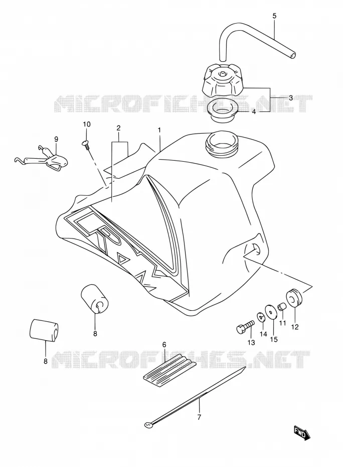 RESERVOIR D'ESSENCE (MODELE X) Suzuki MOTO 80 RM 1999  RM80 X (E03,E28,E33)