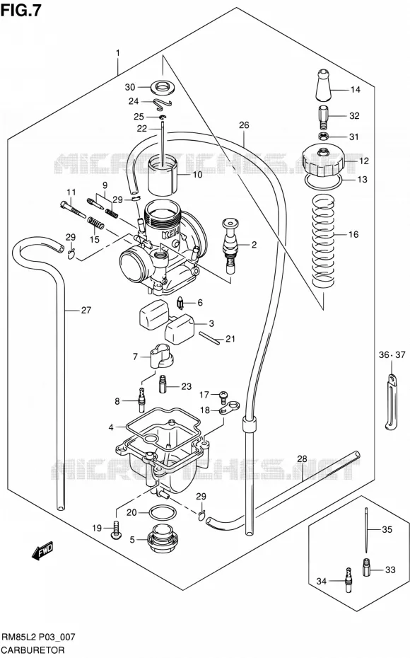 CARBURATEUR Suzuki MOTO 85 RM 2012  RM85L L2 (P03,P28.P33)