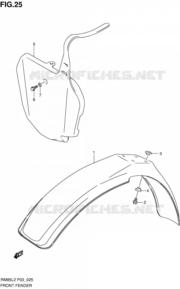 GARDE BOUE AVANT Suzuki MOTO 85 RM 2012  RM85L L2 (P03,P28.P33)