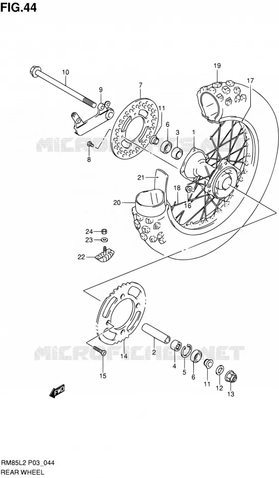ROUE ARRIERE (RM85L2 P03) Suzuki MOTO 85 RM 2012  RM85L L2 (P03,P28.P33)