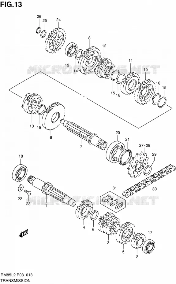 TRANSMISSION (RM85LL2 P03) Suzuki MOTO 85 RM 2012  RM85L L2 (P03,P28.P33)