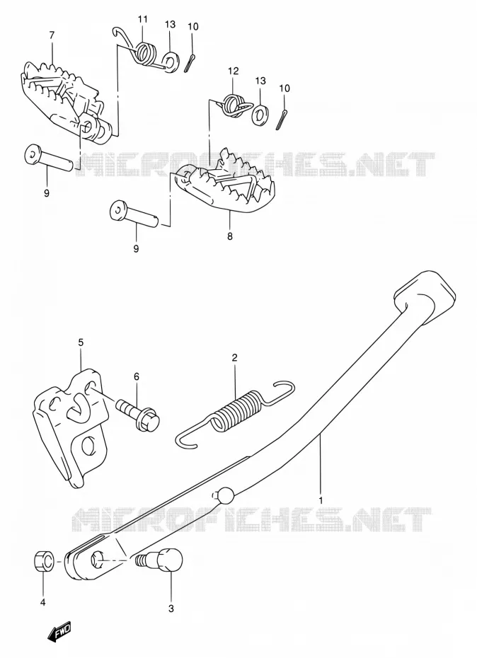 BEQUILLE - REPOSE PIED Suzuki MOTO 250 RMX 1998  RMX250 W (E01,P37)