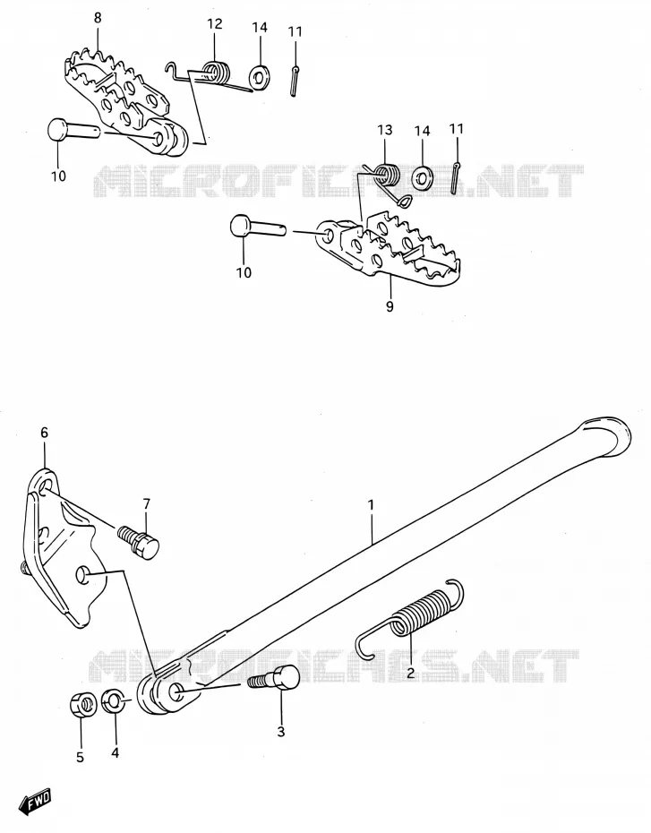 BEQUILLE - REPOSE PIED (MODELE K/L/M/N) Suzuki MOTO 250 RMX 1989  RMX250 K (E03,E28,E33)