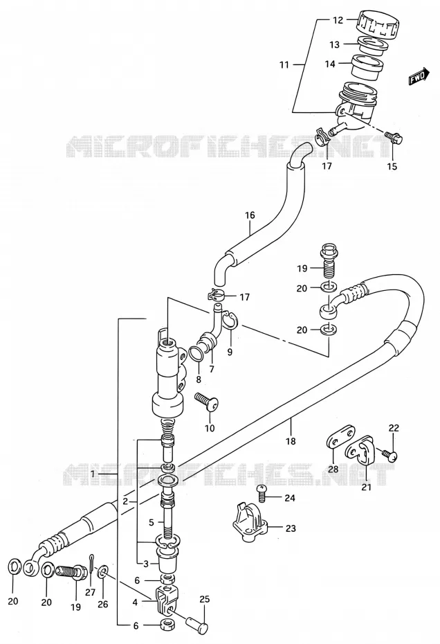 MAITRE CYLINDRE ARRIERE (MODELE M/N/P/R) Suzuki MOTO 250 RMX 1991  RMX250 M (E03,E28,E33)