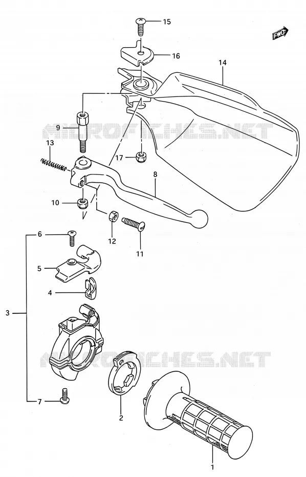 PROTEGE MAIN DROIT (MODELE N/P/R) Suzuki MOTO 250 RMX 1992  RMX250 N (E03,E28,E33)