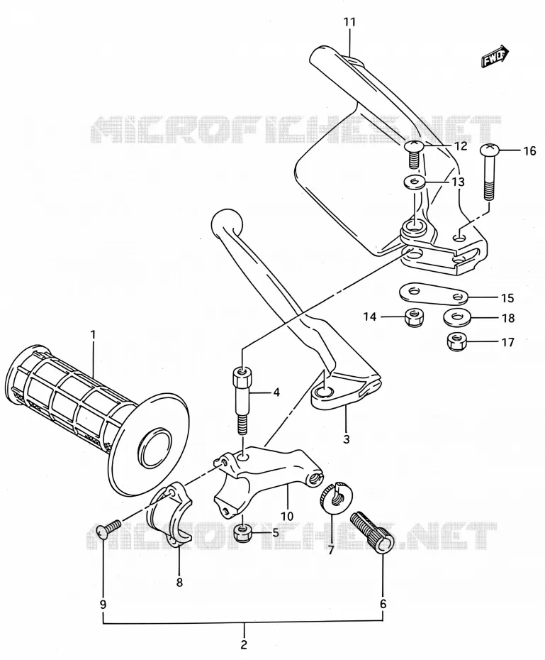 PROTEGE MAIN GAUCHE (MODELE N/P/R) Suzuki MOTO 250 RMX 1992  RMX250 N (E03,E28,E33)