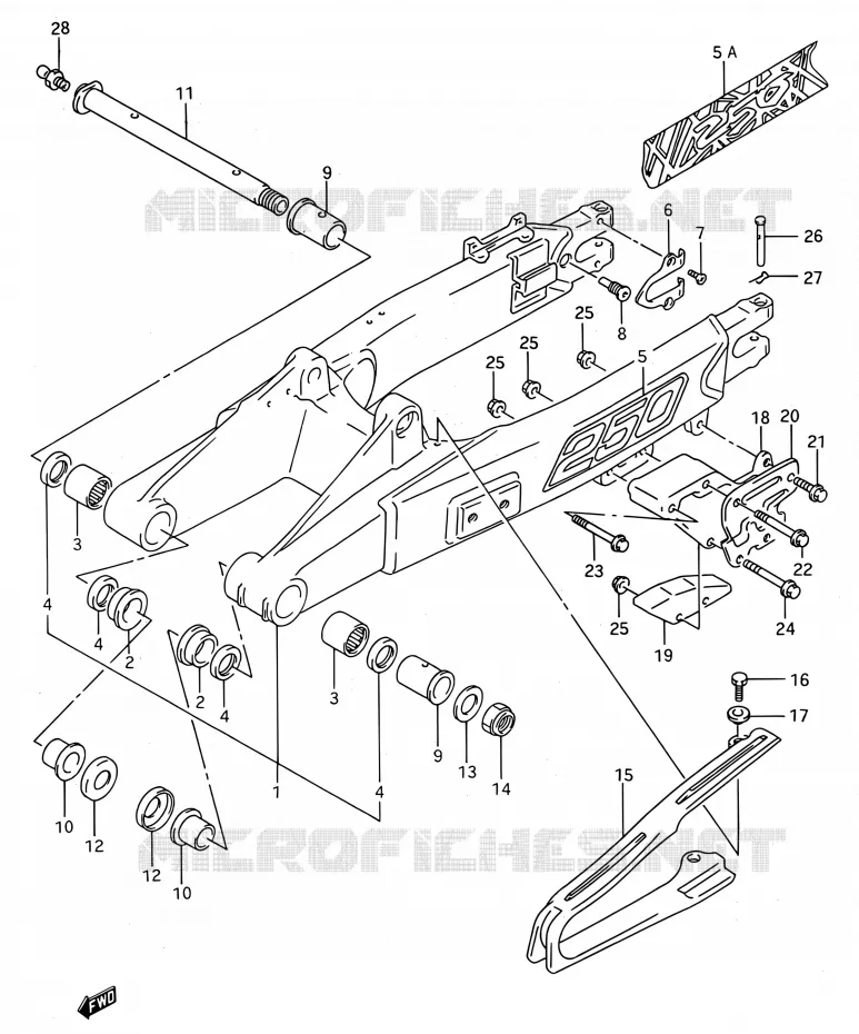 BRAS OSCILLANT ARRIERE (MODELE P/R) Suzuki MOTO 250 RMX 1993  RMX250 P (E03,E28,E33)