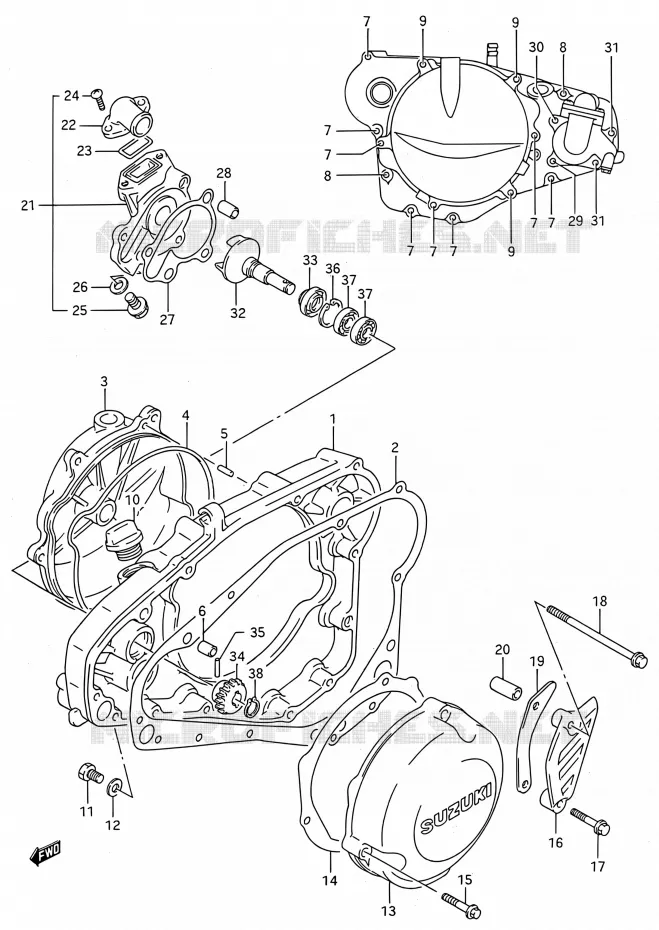 CARTER POMPE A EAU (MODELE L/M/N/P/R) Suzuki MOTO 250 RMX 1993  RMX250 P (E03,E28,E33)