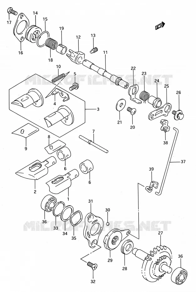 VALVE D'ECHAPPEMENT (MODELE P/R) Suzuki MOTO 250 RMX 1993  RMX250 P (E03,E28,E33)