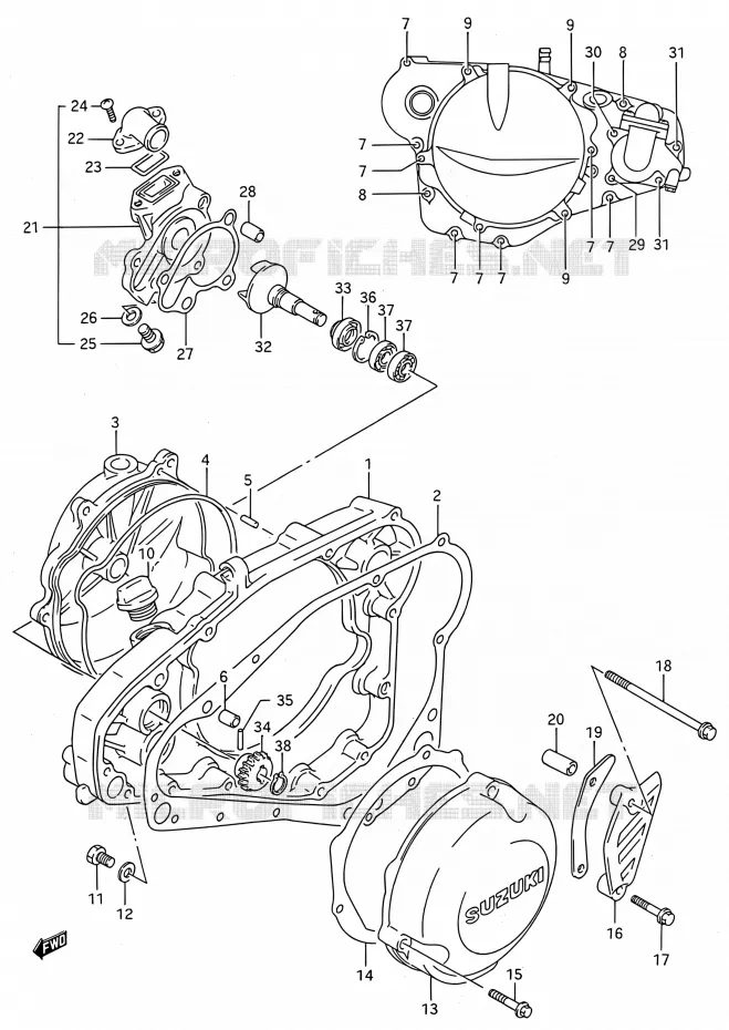 CARTER POMPE A EAU (MODELE L/M/N/P/R) Suzuki MOTO 250 RMX 1994  RMX250 R (E03,E28,E33)