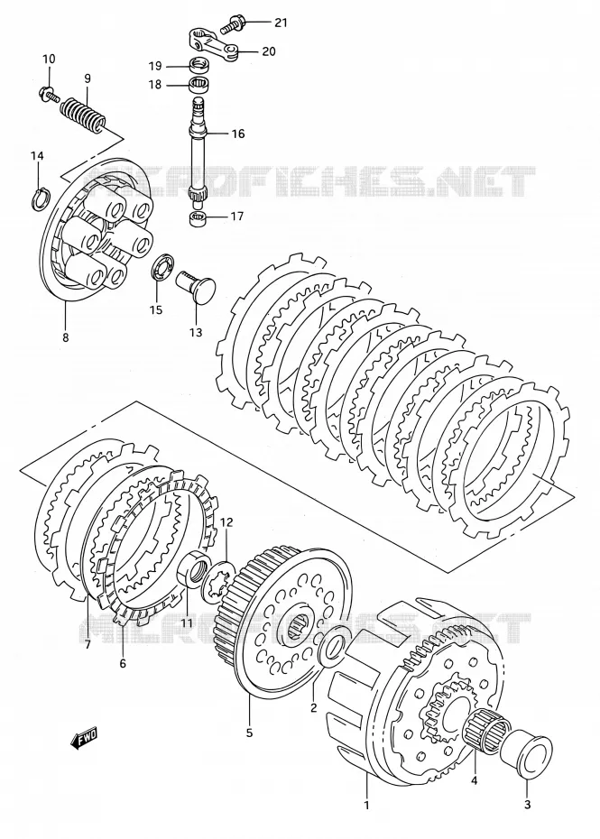 EMBRAYAGE (MODELE R) Suzuki MOTO 250 RMX 1994  RMX250 R (E03,E28,E33)